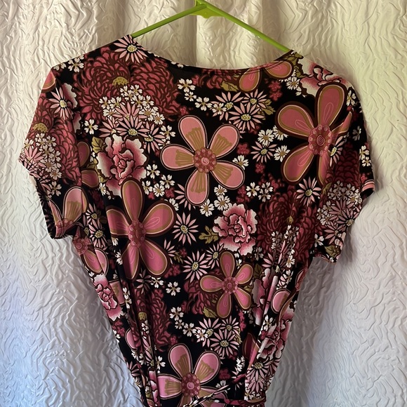 Maroon & Pink Floral Tie Dress - Picture 6 of 7